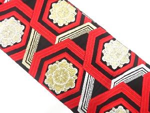 アンティーク　重ね亀甲に花模様織り出し袋帯（着用可）